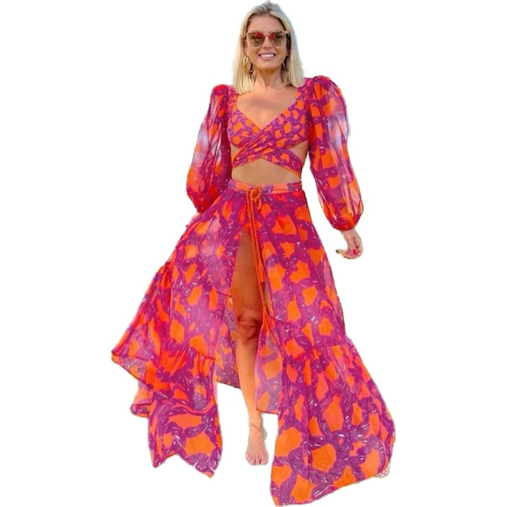 3 piece swimsuit with cover up skirt NEW
